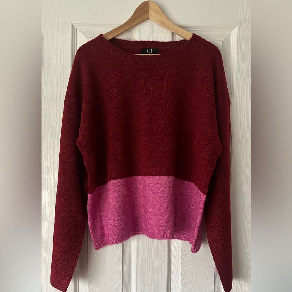 Kut from the Kloth Women's Burgundy and Pink Sweater XL
